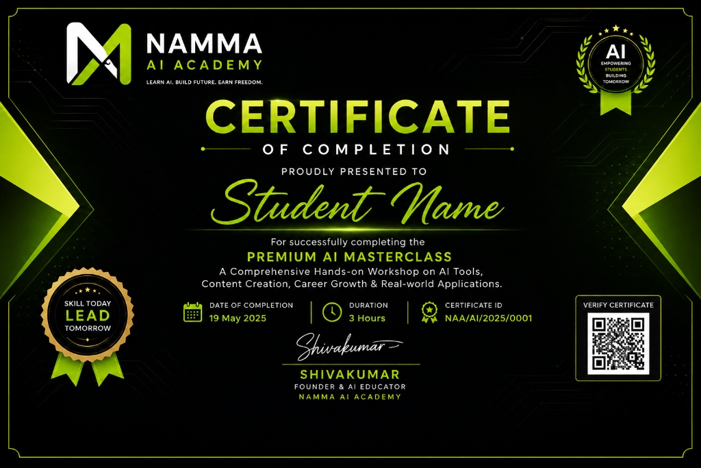NAMMA AI ACADEMY Certificate of Completion